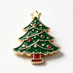 Pin Metálico para Árbol de Navidad, Chapado en Oro, Esmalte Duro, Aleación de Zinc, Decoración Tradicional Navideña - Product Image 2