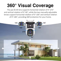 Nuevo diseño 9MP Tres lentes AI Smart Home Cámara IP de seguridad para exteriores Visión nocturna completa Alarma de detección de movimiento CMOS PTZ Cámara Wifi