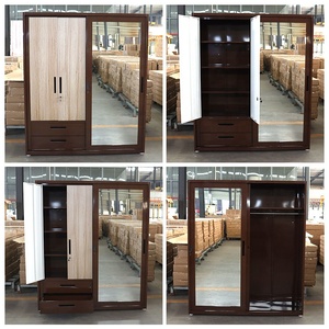 Armoire en acier imprimée sur mesure à 3 portes avec <span class=keywords><strong>tiroir</strong></span>, miroir et <span class=keywords><strong>porte</strong></span> coulissante, placards métalliques de Chine pour chambre et salon - Product Image 3