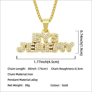 Collier polyvalent personnalisé avec strass et lettres anglaises, pendentif en lettres assemblées, bijoux - Product Image 2