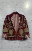 Veste matelassée en velours tricoté imprimé floral vintage pour femme, écologique, respirante, séchage rapide, en coton, élégante et décontractée