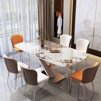 Table à Manger GEDO de Luxe au Design Moderne avec Plateau en Marbre pour Mobilier de Salle à Manger