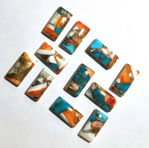 Turquesa Cobre de Ostra Espinosa Natural, Cabujón Liso de Forma Rectangular Larga, Gema para Joyería, Anillos, Collares, Pulseras, Cambio de Color - Product Image 5