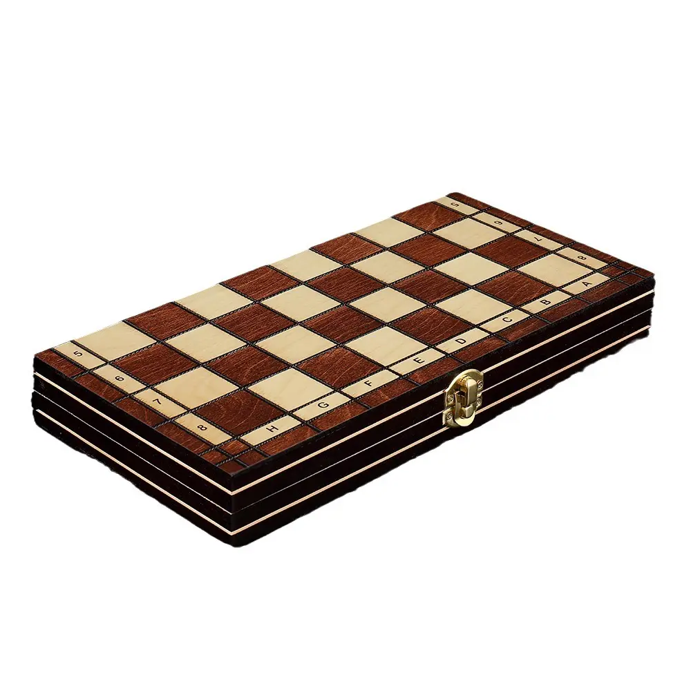 Retro 3-in-1-Schachdämmer Backgammon hölzernes Schachset hölzernes nicht-magnetisches Stück faltbares Schachbrett Schachbrett Spielgeschenk