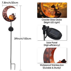 Solar <strong>Moon</strong> Angel Yard Garden Light, Solar Landscape Lights Solar Pathway Stake Lights <strong>Moon</strong> Fairy Glass <strong>Globe</strong> with Angel - Product Image 3