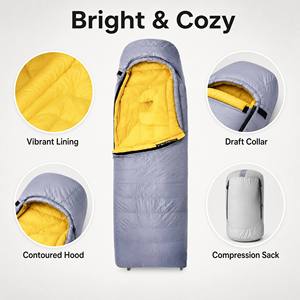 <span class=keywords><strong>Sacco</strong></span> <span class=keywords><strong>a</strong></span> <span class=keywords><strong>Pelo</strong></span> Ultraleggero Stile Mummia, Esterno Grigio, Fodera Gialla, Compatto con Sacca di Compressione per Campeggio, Escursionismo e Viaggi - Product Image 6