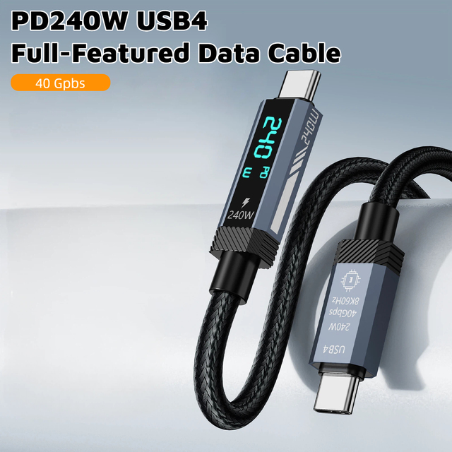 Factory Price 240W USB C to Type C Cable 40Gbps High Speed Data Cord for Huawei for Xiaomi for Samsung Devices