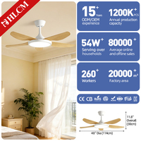 Ventilateur de plafond moderne de 52 pouces avec lampe, moteur DC, télécommande LED, 3/5/6 pales, 6 vitesses, CRI 90, lumière à spectre complet, batterie rechargeable
