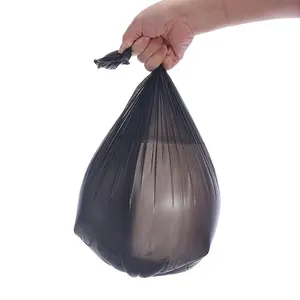 Grosir Cina kantong sampah hitam dalam gulungan bahan daur ulang plastik ramah lingkungan mendukung kustomisasi Bin Liner