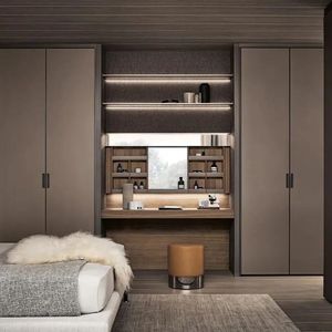 Tocador de Madera para Dormitorio con Armario de Aluminio de 8 Puertas Corredizas y Espejo - Product Image 5