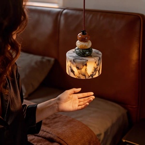 Lampe suspendue de luxe en marbre naturel Calacatta Viola, style Wabi-Sabi, pour <span class=keywords><strong>chevet</strong></span>, chambre, îlot de cuisine, bar - Product Image 5