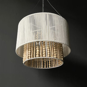 Lámpara colgante moderna hecha a mano con cuentas de madera, redonda, E27 LED Smd3030, para sala de estar, comedor, cafetería - Product Image 3