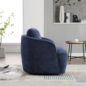 Boucle Upholstered Swivel Accent Barrel <b>Chair</b> 30.3W <b>Comfy</b> Round Single Sofa <b>Chair</b> 360 Degree Club Bucket <b>Chair</b> - Product Image 4