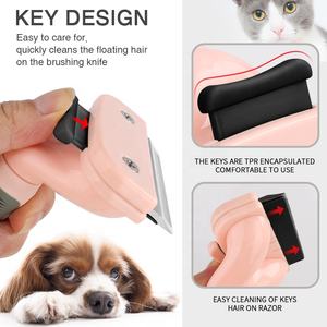 Spazzola dell'affettatrice di toelettatura del cane del gatto dello strumento di despargimento dell'animale domestico autopulente di Logo su ordinazione all'ingrosso della fabbrica - Product Image 3