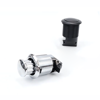 Loquet à bouton poussoir en plastique noir et argenté pour tiroirs de camping-car, caravane et armoires industrielles, avec bouton escamotable