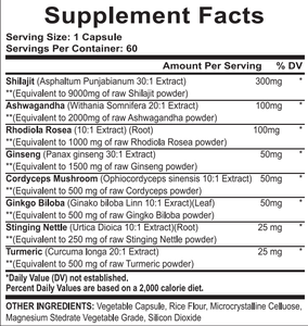 8 trong 1 shilajit viên nang kết hợp của shilajit Ashwagandha nghệ bạch quả Rhodiola Rosea Panax viên nang nhân sâm - Product Image 2