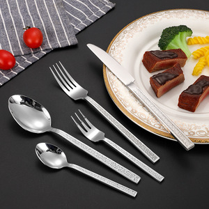 Stainless Steel Cutlery <b>Set</b> Knife Fork Spoon Western Steak Dinnerware For Restaurants Hotels Party Use Solid Color Pattern - Product Image 2
