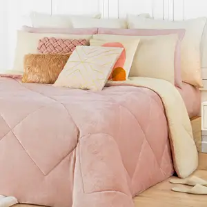 Basics Ultra-Soft Micro flannel fleece Sherpa bedding 3pc Comforter set Bedding blanket for winter