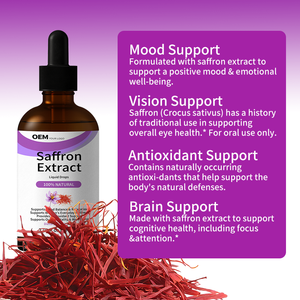 OEM Private Label 60ml Natural <b>Saffron</b> Extract Liquid Drops <b>Supplement</b> for Relaxation Mood Support & Overall Wellness - Product Image 3