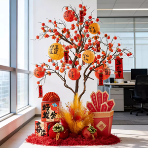 <span class=keywords><strong>Arbre</strong></span> de kaki artificiel décoratif pour aménagement paysager, grande plante ornementale pour centre commercial - Product Image 2
