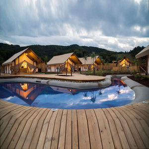 Personalizado 2025 al aire libre impermeable poste de madera tienda de un solo piso habitación de hotel tienda de lona de lujo Living Resort Glamping Safari tiendas de campaña - Product Image 6