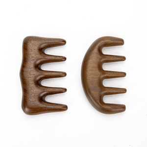 Peigne de massage pour la tête en bois de santal, 5 dents, soulagement des méridiens du cuir chevelu, outil de soin des cheveux - Product Image 1