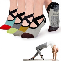 Chaussettes de Pilates tricotées pour femmes, antidérapantes, pour yoga, barre, danse, en coton et silicone, pour entraînement pieds nus