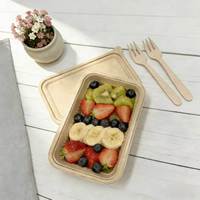 Boîte à bento rectangulaire jetable biodégradable sans PFAS en fibre de coque de riz avec couvercle, 500ml, 650ml, 750ml, 1000ml, vente chaude JL-link