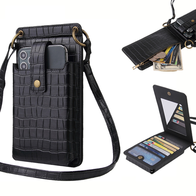 2021 Hot Selling RONGONE Multi-functional Crossbody PU Leather Card Holder Wallet Phone Case Bag 6 Colors for Mobile Phone