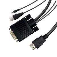 Câble VGA vers HDMI bidirectionnel avec câble d'alimentation USB et câble audio pour projecteur, ordinateur portable, moniteur HDTV