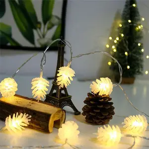 Guirnalda de luces LED de cono de pino para decoración navideña, cadena de luces de colores pequeña para proyectos de hotel y patio, 20LED