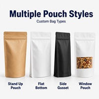 Sachets d'emballage personnalisés pour grains de café avec fenêtre transparente et fermeture éclair, pochettes imprimées à fond plat pour torréfacteurs et marques de détail