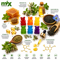Complément Alimentaire Gommes d'huile d'origan 300mg Marque Blanche avec Huile de Nigelle, Vitamine D3, Carvacrol et Thymoquinone