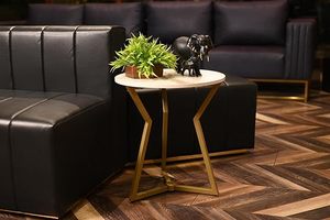 Prix de gros Table d'appoint canapé en métal avec dessus en marbre Table basse de haute qualité pour accessoires de meubles de salon - Product Image 4