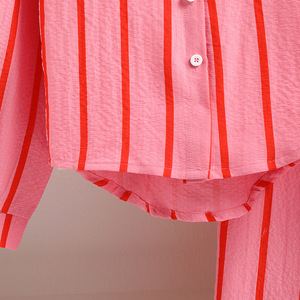 2025 adolescent printemps automne rose rouge rayé chemise pantalon évasé ensemble Offre Spéciale nouvelle mode filles tenue douce filles vêtements ensembles - Product Image 5