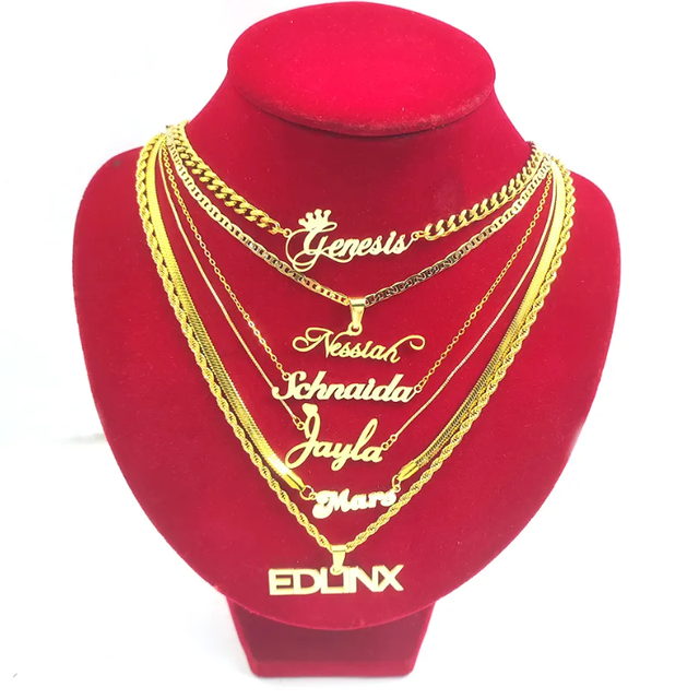 Stainless Steel 18k Gold Plated Women Name Letter Necklace Personalized Customize Name Jewelry Custom Name Necklace for Women