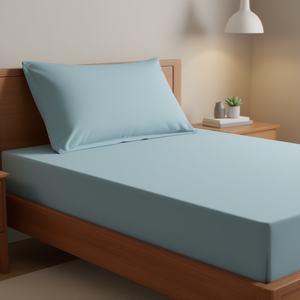 Lenzuola Doppie in Cotone Traspirante Azzurro Chiaro per Tutte le Stagioni, Uso Domestico - Product Image 2