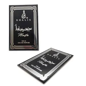 Impressão personalizada Waterproof Perfume Luxury Stickers Metal Labels Cosméticos Black Labels