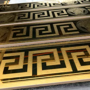 Springletile Moroccan Polished Luxury Fancy 3D Gambia Tiles Design Floor Decorative Gold Porcelain Ceramic Border Tiles