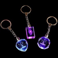 Fabricant de gros logo de voiture personnalisé Gravure laser 3D Light Up Keychain K9 Led Crystal Key Chain