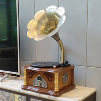 Tourne-disque vinyle rétro sur le thème du cinéma pour maison d'hôtes, bureau ou studio, avec haut-parleur stéréo intégré, en bois et métal, fabriqué à l'étranger