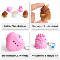 Porte-clés Fidget Clicker 3D en forme de cupcake au chocolat, clavier de dessert simulé, jouet anti-stress pour les doigts, vente en gros, personnalisable