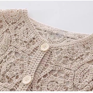 Cubrebikini <span class=keywords><strong>de</strong></span> Playa, Top Casual <span class=keywords><strong>de</strong></span> Verano con Protección Solar, Cárdigan Bohemio <span class=keywords><strong>de</strong></span> Ganchillo, Bolero <span class=keywords><strong>de</strong></span> Encaje Floral Calado con Frente Abierto - Product Image 4