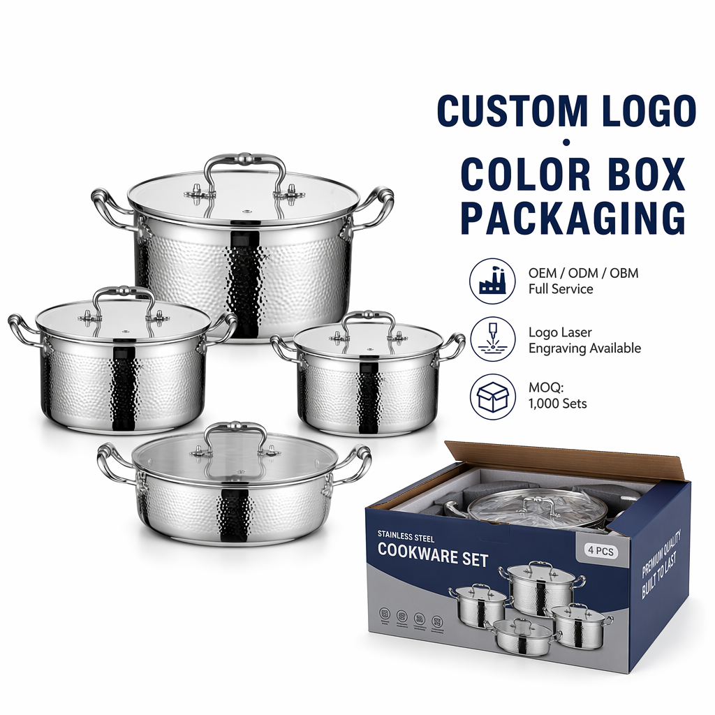 Hot Sale 304 Stainless Steel Hammer Pot Set High-grade Double Ear Soup Cookware Sustainable Modern Design Dishwasher Safe Gas · image 5