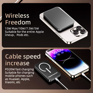 พาวเวอร์แบงค์ไร้สาย 5000 10000mah 20W Type-c ชาร์จเร็ว แบตเตอรี่แม่เหล็ก 10000 มิลลิแอมป์ สำหรับ iPhone พาวเวอร์แบงค์โลโก้สั่งทำ 5000mah - Product Image 5