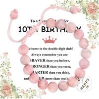 Bracelet artisanal en pierres naturelles avec breloque cœur en pierre zèbre gravée, cadeau d'anniversaire pour filles de 1 à 12 ans, vente en gros