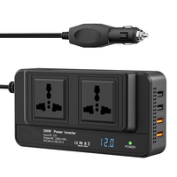Cargador de Coche de 200W con Doble Salida, Convertidor de 12V a 220V CA con Certificación CE/FC y Pantalla LED