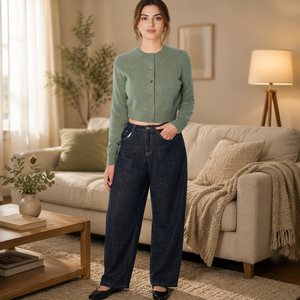 Women <strong>Cropped</strong> Knit <strong>Cardigan</strong> Pullover Strick Pullover Pull Pull En Laine Jersey Long Sleeve Soft Button Down Casual Knitted - Product Image 4
