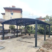 Abri de voiture en aluminium de type M, résistance 6063-T5, revêtement UV 50-100 micromètres, plaque de polycarbonate solide, villa extérieure