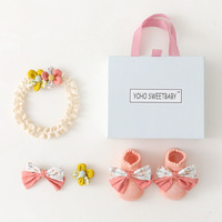 Coffret Cadeau Bébé Écologique Recyclable – Boîte Plate Artistique pour Bougie, Bandeau, Chaussettes – Coffret Cadeau Naissance, Un Mois, Cent Jours, Anniversaire Nouveau-né